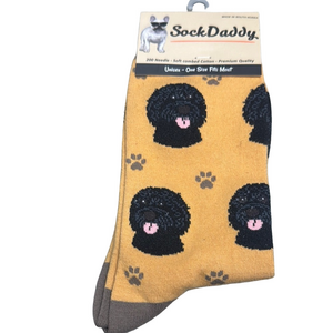 3/$18 Unisex Soc Daddy Black Labradoodle Crew Socks NWT
